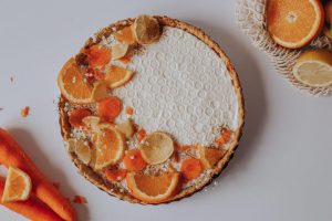 Delicious carrot cake tart with caramel