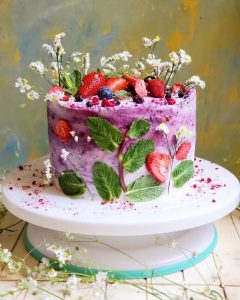 Fresh cake with fruits for summer season