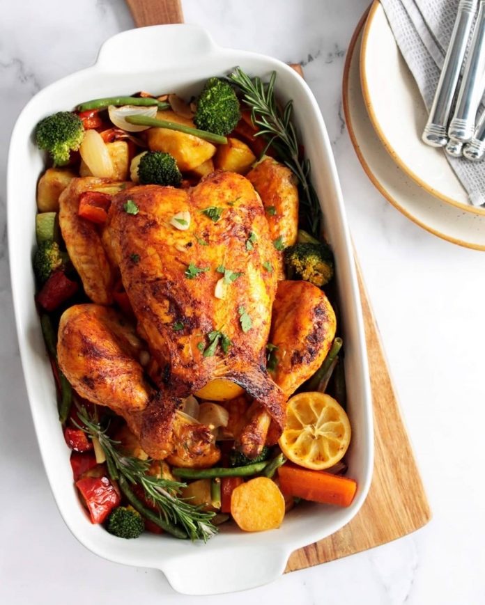 Whole Roasted Chicken Recipe with Vegetables - Filmfoods