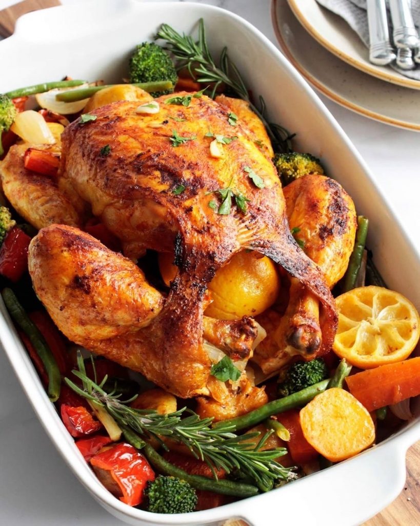 Whole Roasted Chicken Recipe with Vegetables - Filmfoods